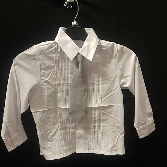 BOY'S SILVER VEST& SHIRT- TIE COMBO BY VANGOGH - Picture 3 of 6